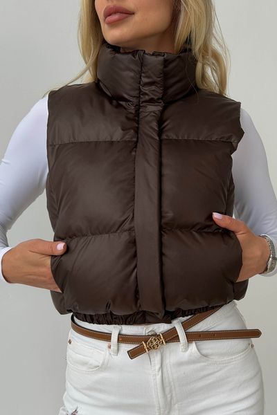 Укорочений Жилет Jadone Fashion Скай шоколад Скай фото