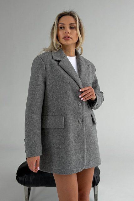 Укорочене Пальто Jadone Fashion Тренд сірий Тренд фото