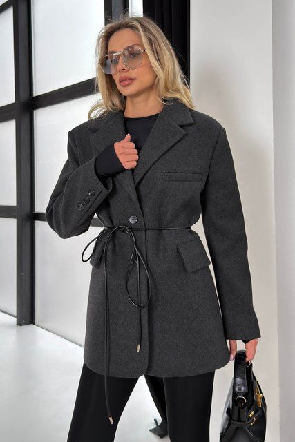 Укорочене Пальто Jadone Fashion Тренд графіт Тренд фото